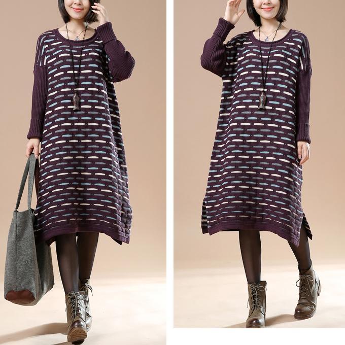 Purple knit sweaters oversize winter dresses