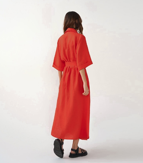 Women’s Casual Loose Half Sleeve Cotton Linen Office Blazers Dress S / Pink Dresses