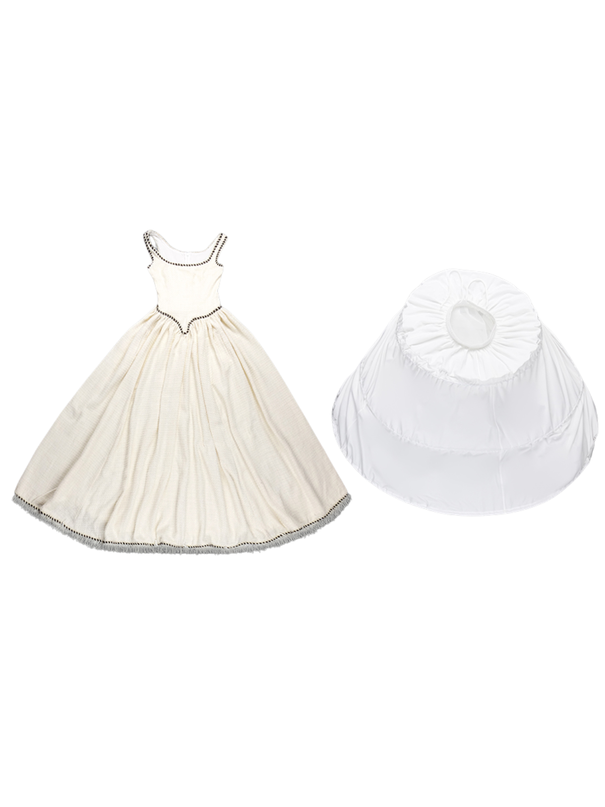 Spaghetti Fringe Bubble Maxi Dress With Crinoline