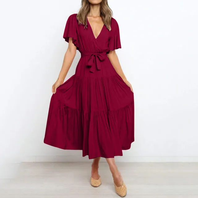 Irina Maxi Dress with a Deep V-neck for Women Chic Boutique Style