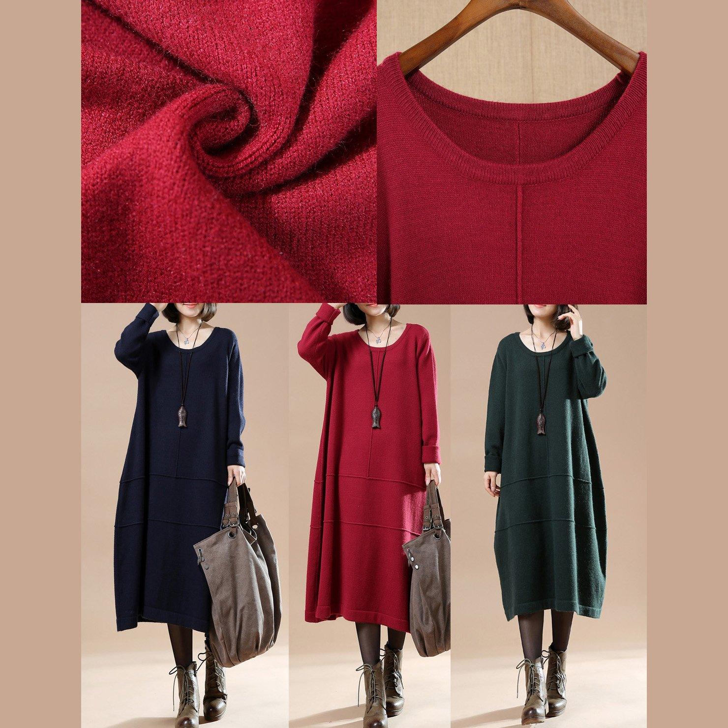 Red knit maxi dresses oversize sweaters baggy cute style