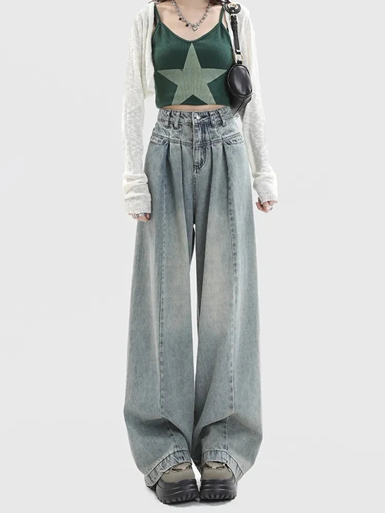 Retro Fashion Chic Allmatch Loose Streetwear Trendy Simple Comfortable Jeans