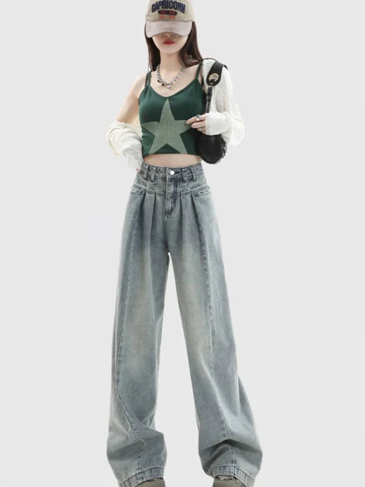 Retro Fashion Chic Allmatch Loose Streetwear Trendy Simple Comfortable Jeans
