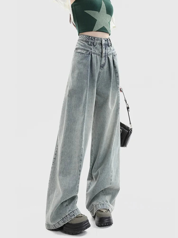 Retro Fashion Chic Allmatch Loose Streetwear Trendy Simple Comfortable Jeans