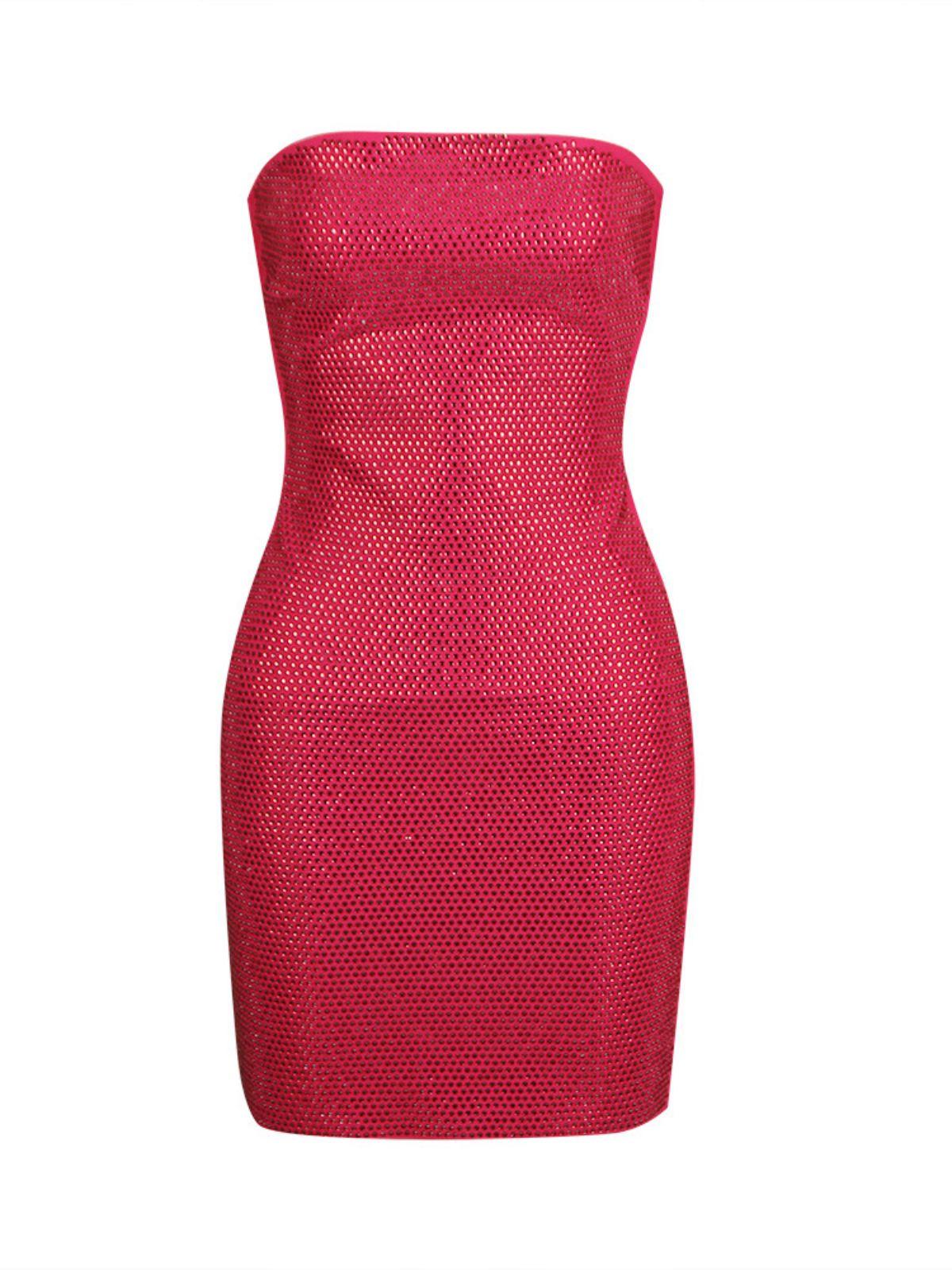Strapless Rhinestone Embellished Tube Bodycon Mini Dress