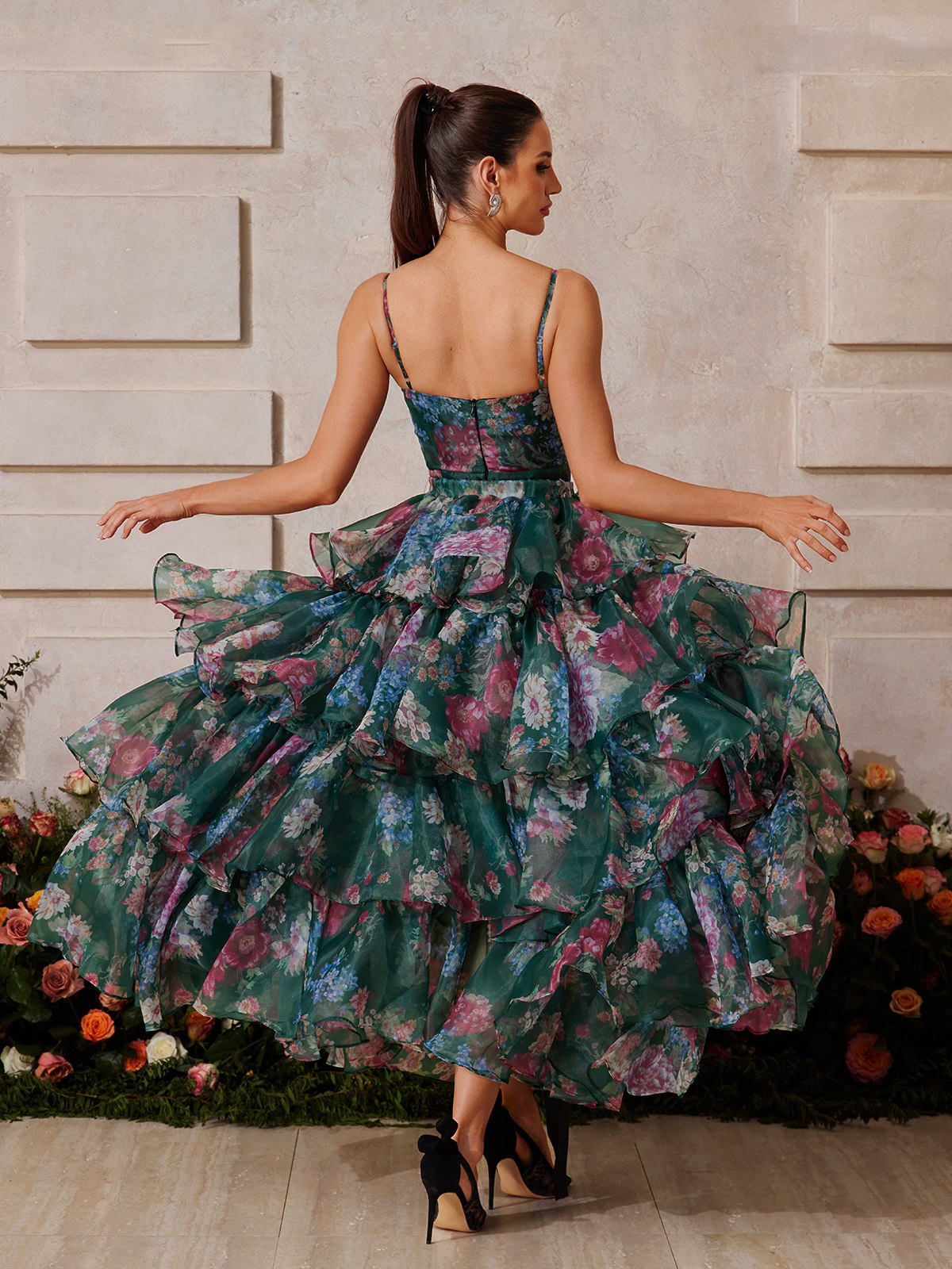 Spaghetti Floral Printed Skirt Set