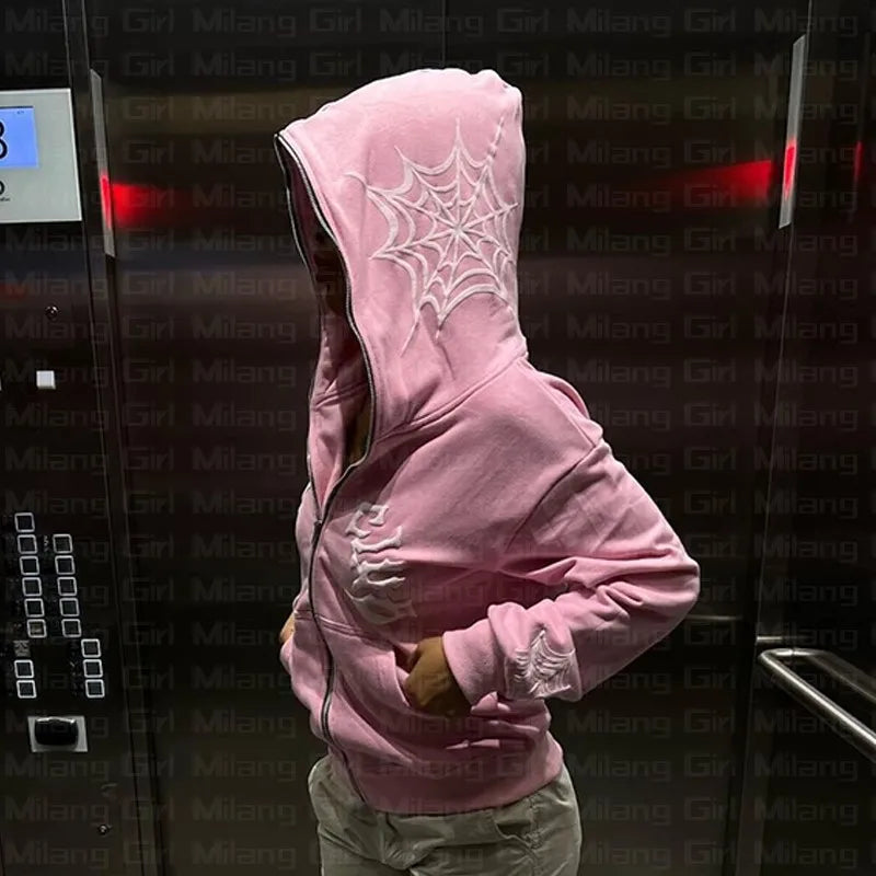 Spider Web Gothic Pullover Hoodie