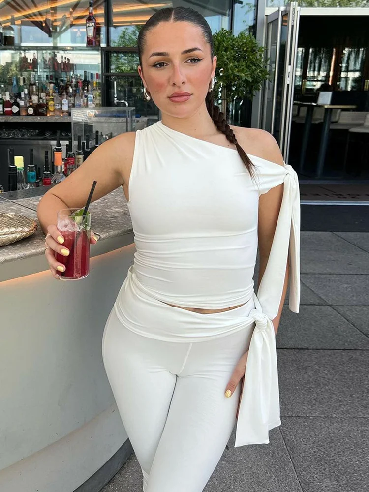 Laceup Capri Crop Two Piece Pants Set