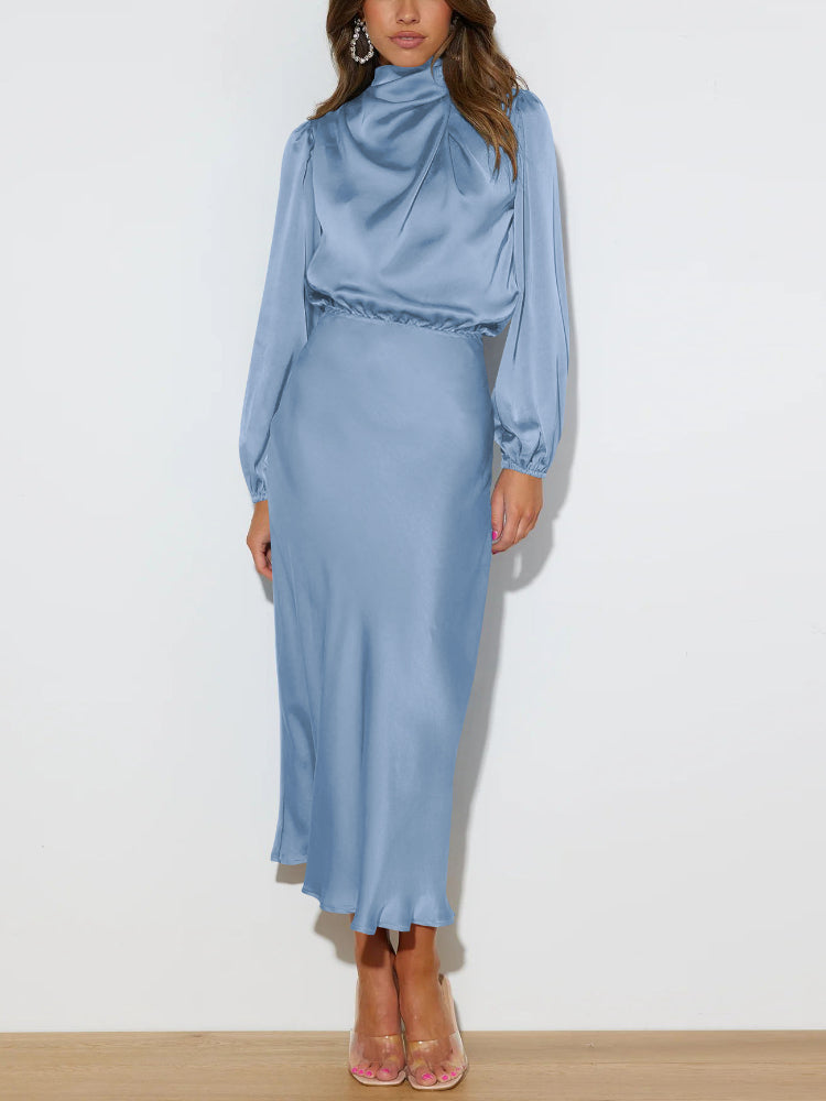 Rebeca Elevated Long Satin Dress Occasion Wear