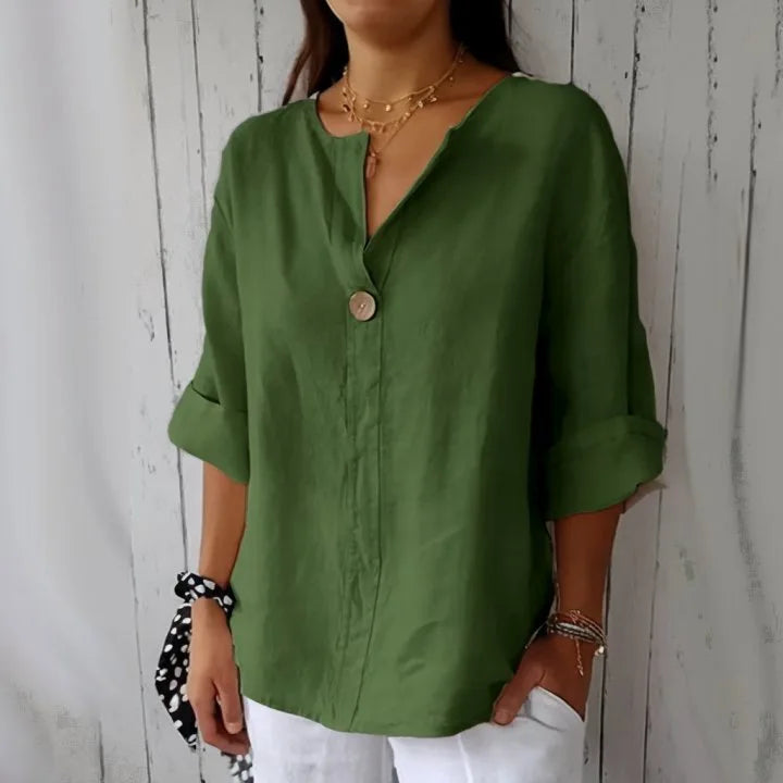Summer Vneck Button Tee Blouse
