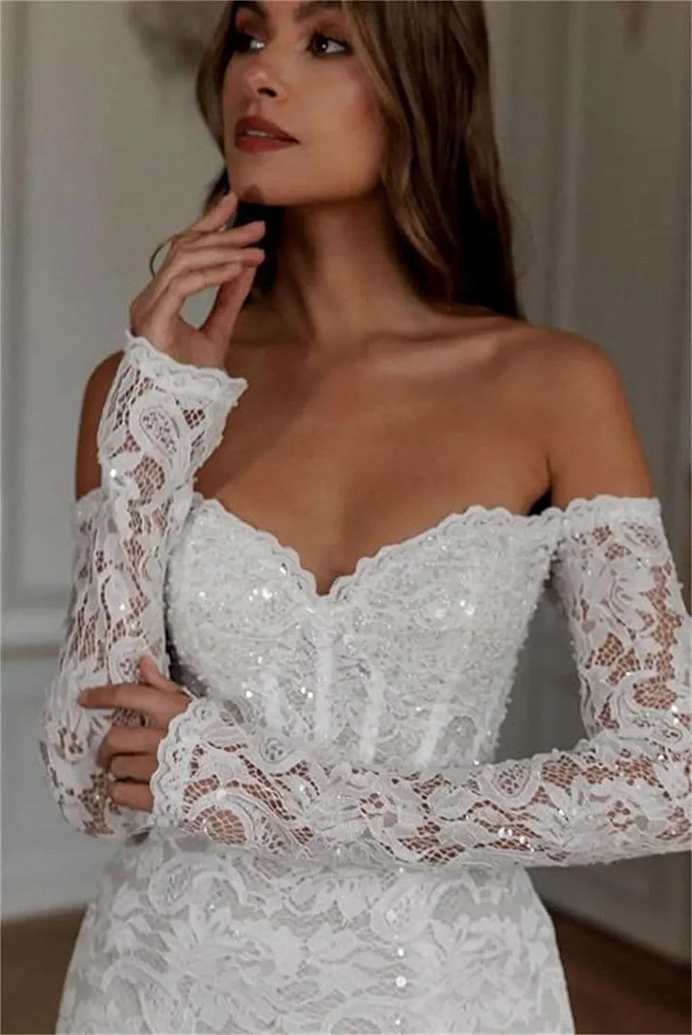 Long Sleeve Lace Embroidery Vacation Dress