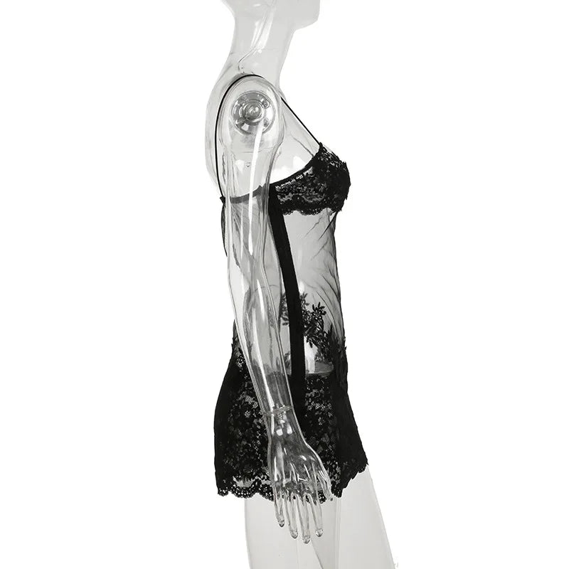 Mesh Cami Embroidered Mini Dress