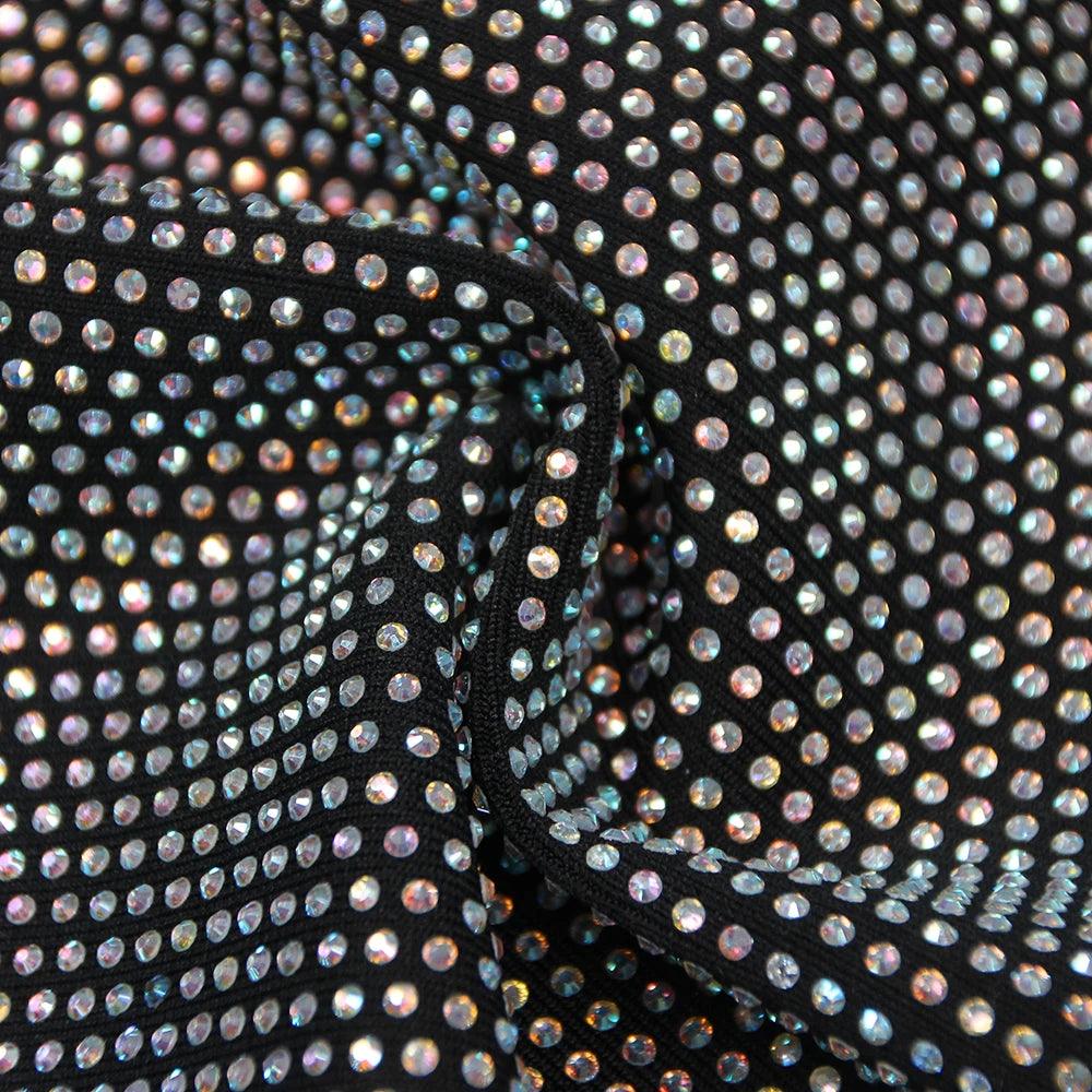 Black Strapless Rhinestone Mesh Cutout Bodycon Mini Dress 15