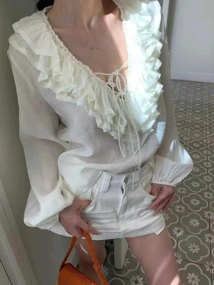 Summer Multicolor Layered Decoration Blouse