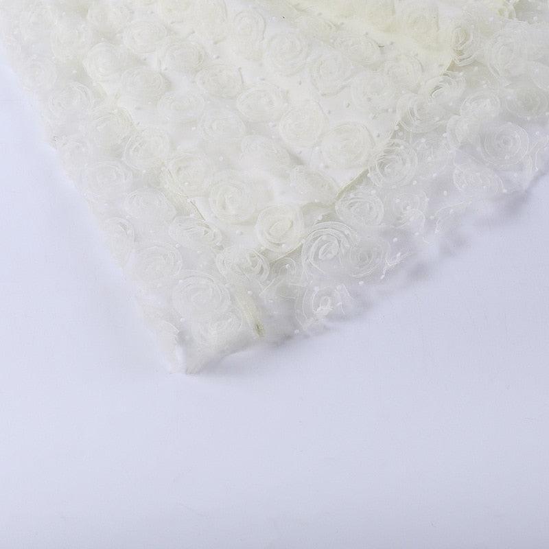 White Ruffle Strap Bustier Contrast Textured Organza Babydoll Mini Dress 14