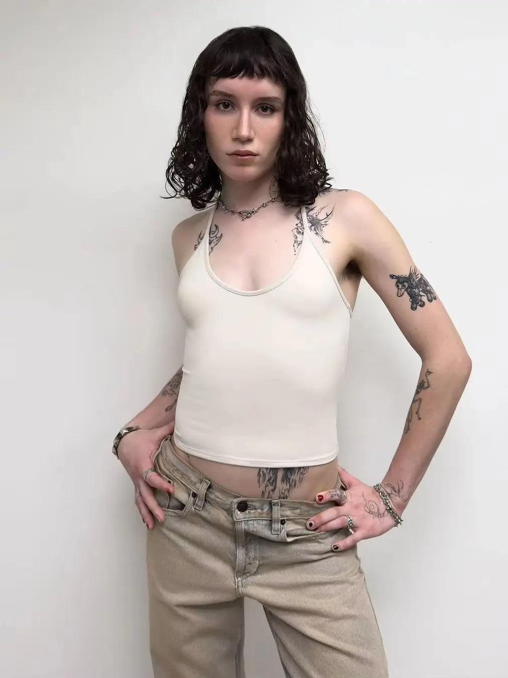 Baby Blue Thin Strap Crop Top