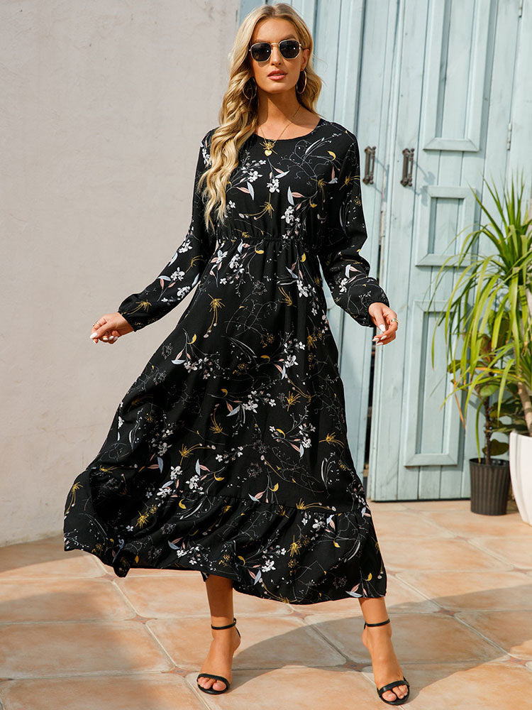 Casual Coastal Long Bohemian Flowered Dress M / Yellow Dresses