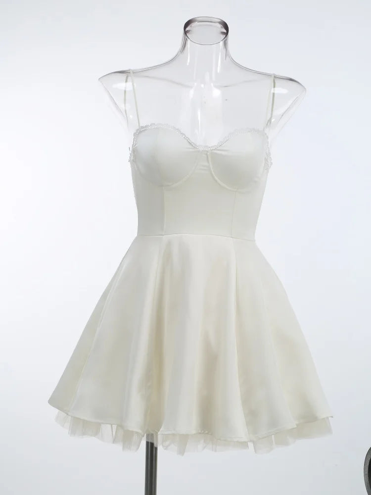 Solid Fit And Flare Spaghetti Strap Mini Dress
