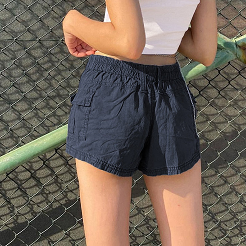 Low Waisted Shorts Harajuku Retro Basic Casual Sporty Bottom Women Biker