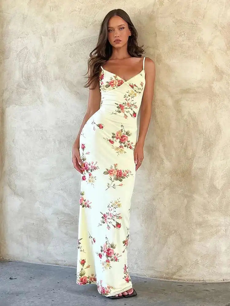 Spaghetti Strap Slim Floral Dress