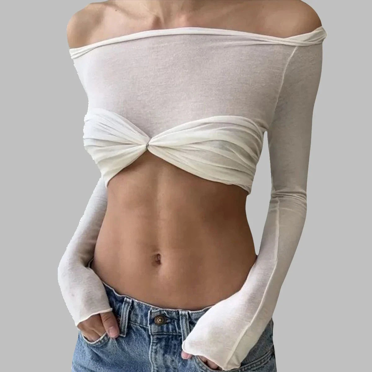 Shell Patchwork Seethrough Strapless
