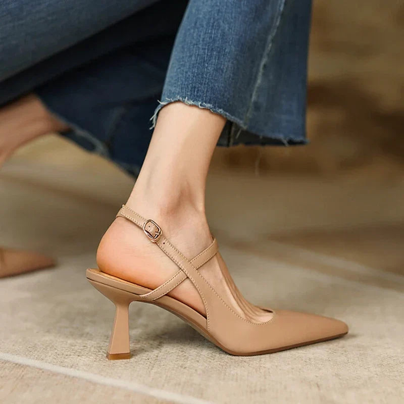 Pointed Toe Slingback Ankle Strap Heels 3