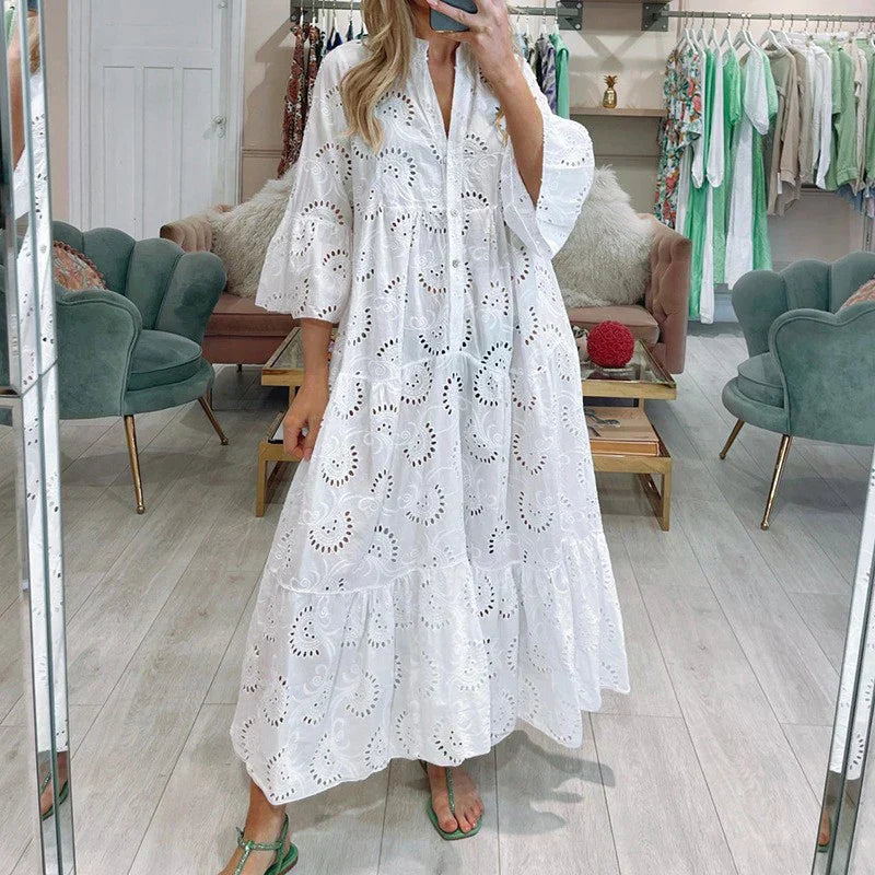 Isabel Elevated Women's Embroidered Dress with Cutouts Evening Wear Edit