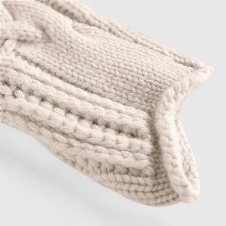 Turtleneck Cable Knit Pointelle Long Sleeve Sweater