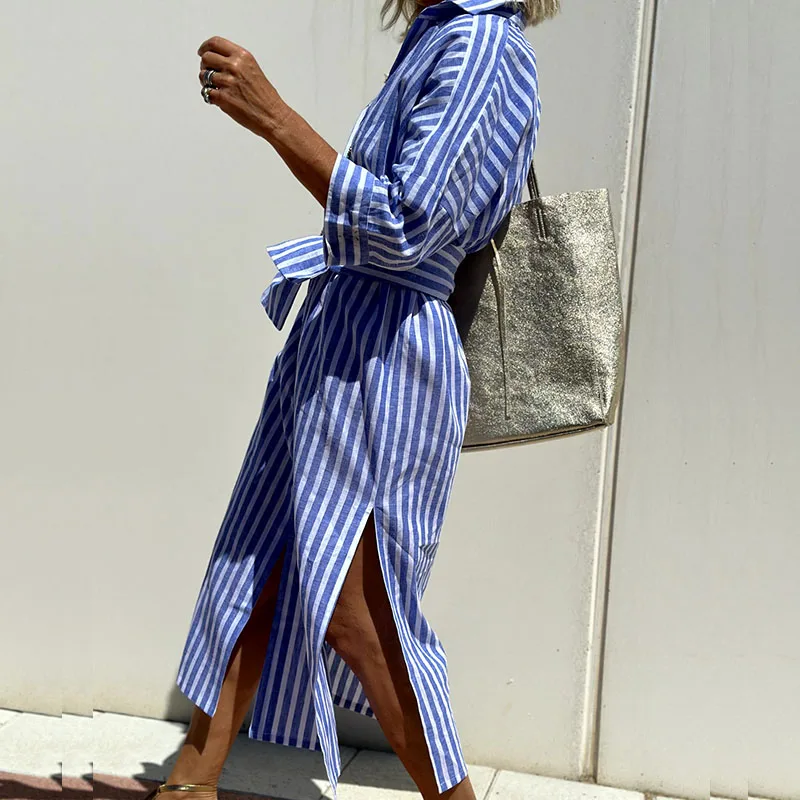 Abigail Chic Striped Shirt Dress Premium Wardrobe Essential