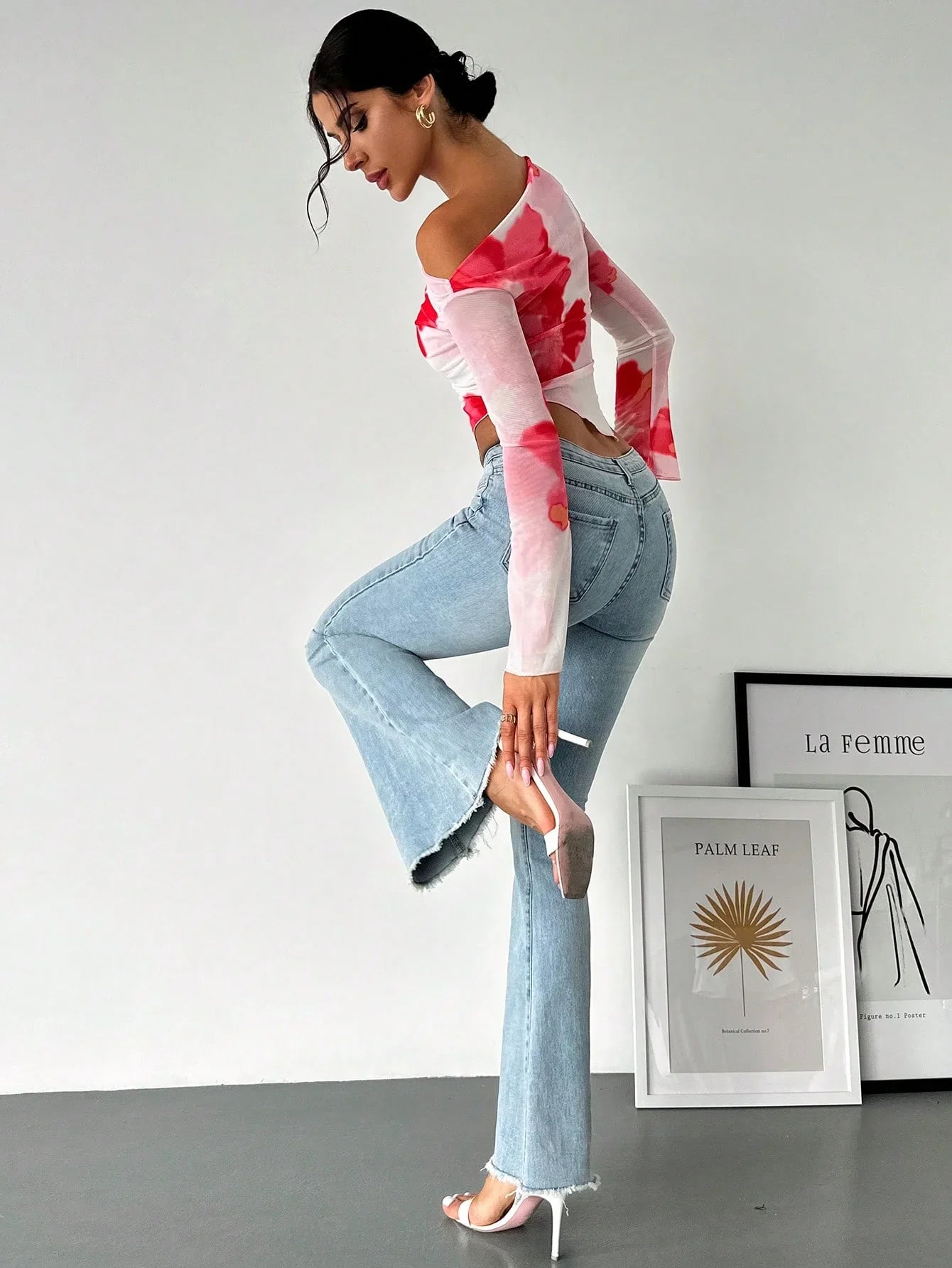 Oblique TieDye Long Sleeve Sheer Top