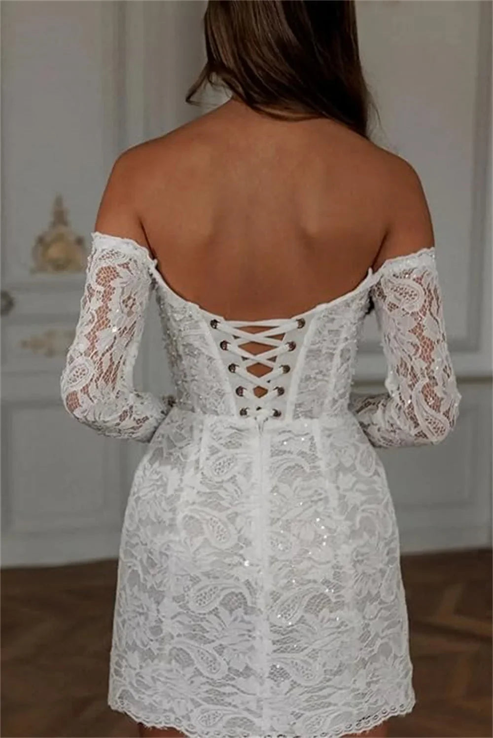Long Sleeve Lace Embroidery Vacation Dress