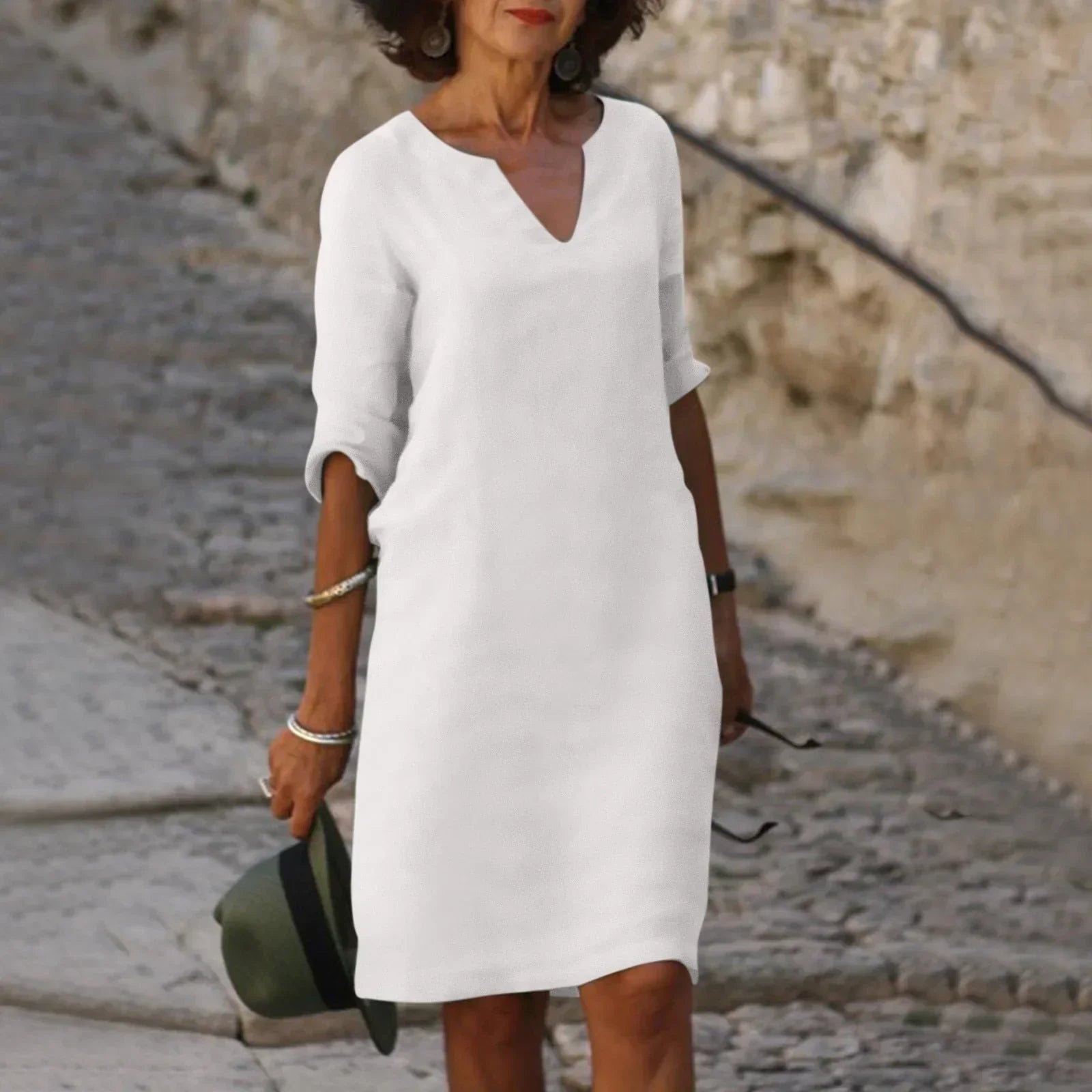 Claudia Elevated Tummy Covering V Neck Dress Statement Occasion Edit