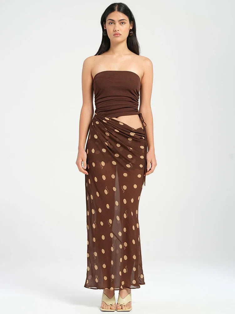 Polka Dot Patchwork Maxi Dress