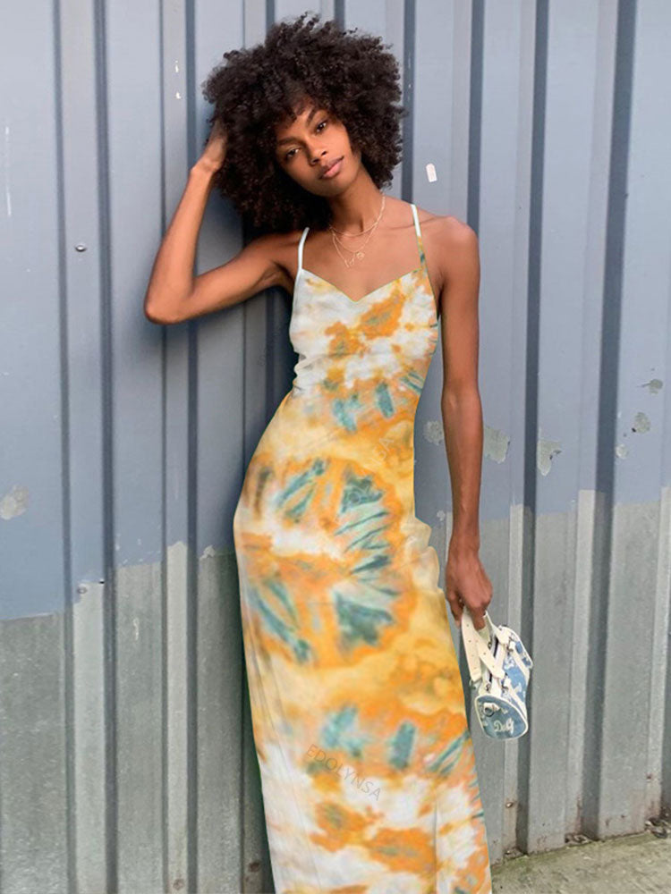 Green Boho Printed Maxi Dress