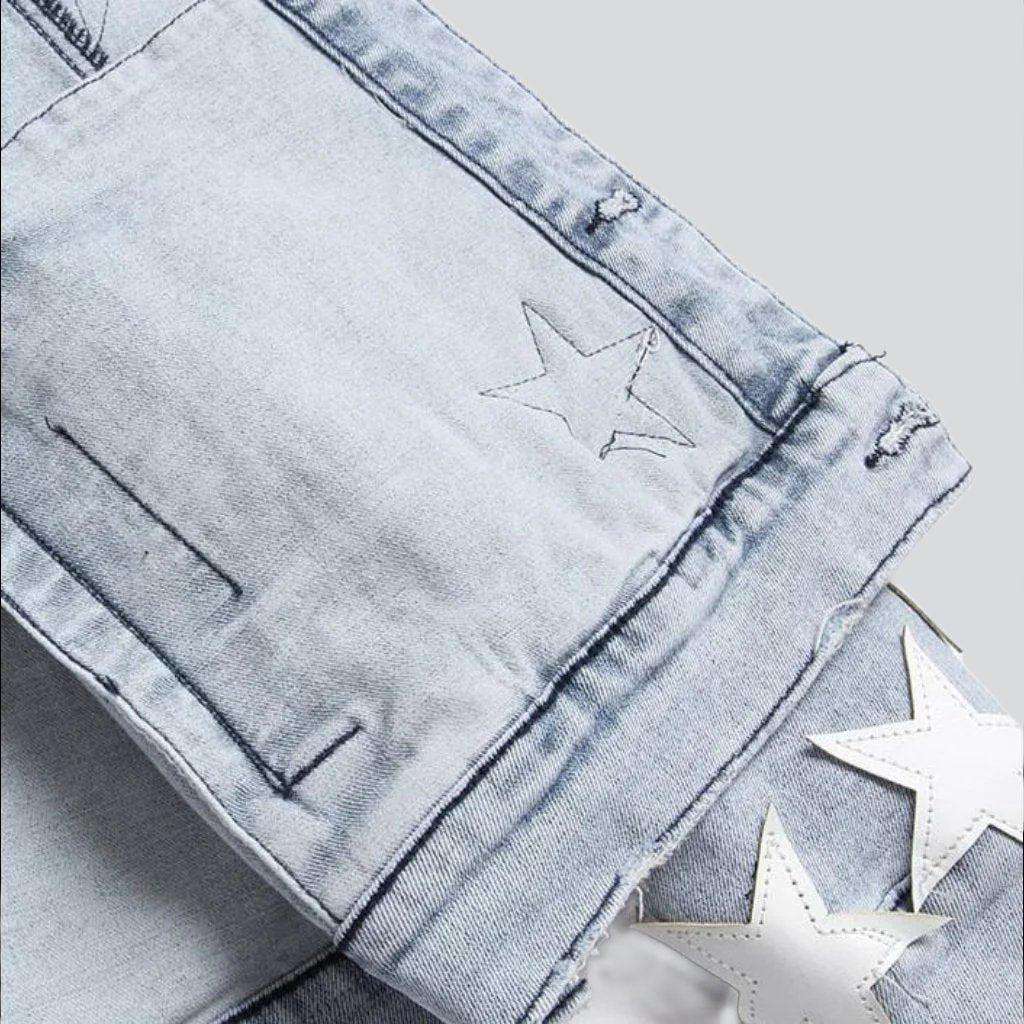 Light Blue Collared Button Front Star Patch Denim Jacket 7