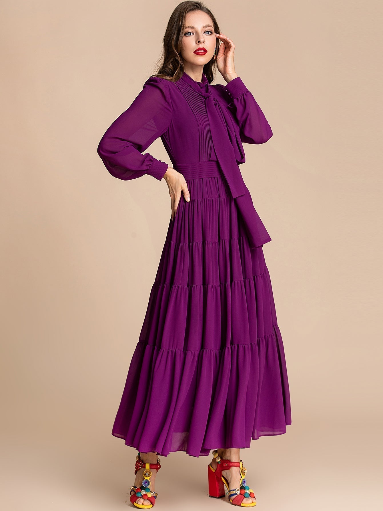 Novella Elegant Maxi Dress Purple / Xxl