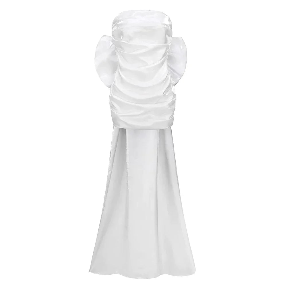 Strapless Ruched Oversized Bow Satin Bodycon Mini Dress 17