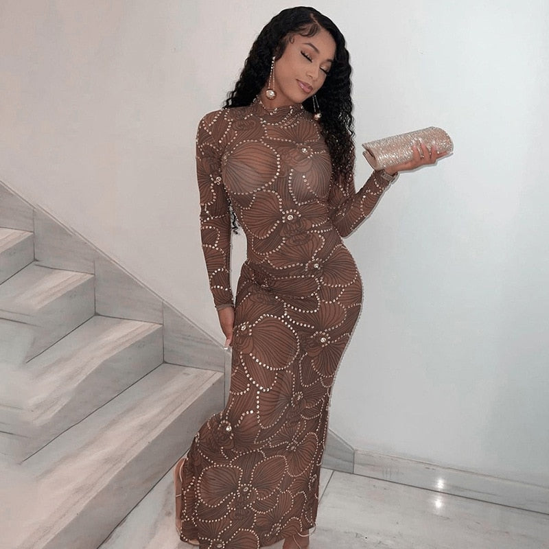 Club Bodycon See Through Long Dress