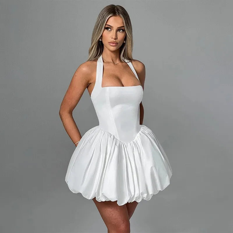 Wrapped ALine Halter Gothic Mini Dress