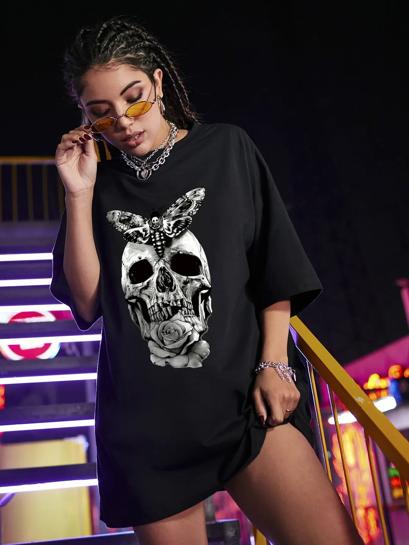 Skull Butterfly Cotton Tshirt