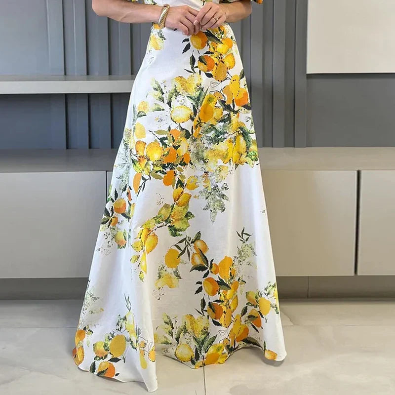 Ruffled Lantern Sleeve Floral Dress