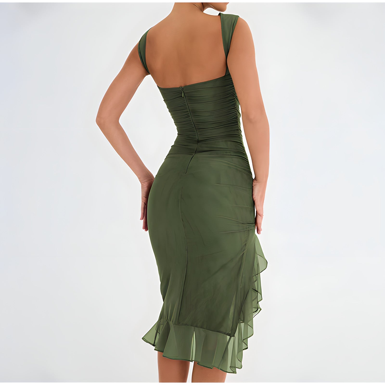 Ariana Exclusive Midi Dress with Ruffles Elevated Occasion Wear