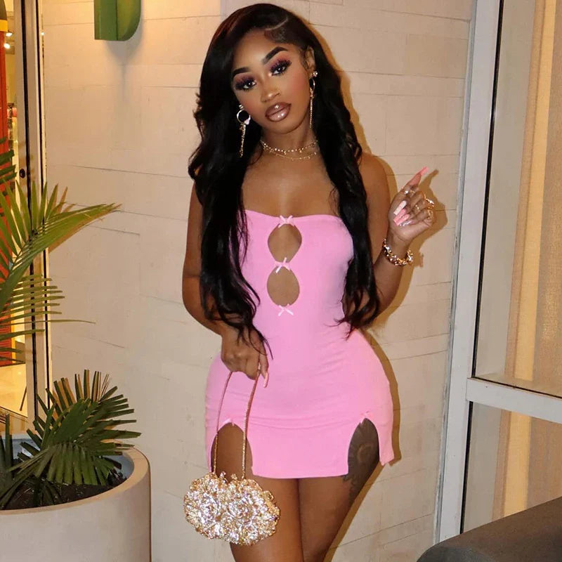 Hollow Strapless Pullover Y2K Mini Dress