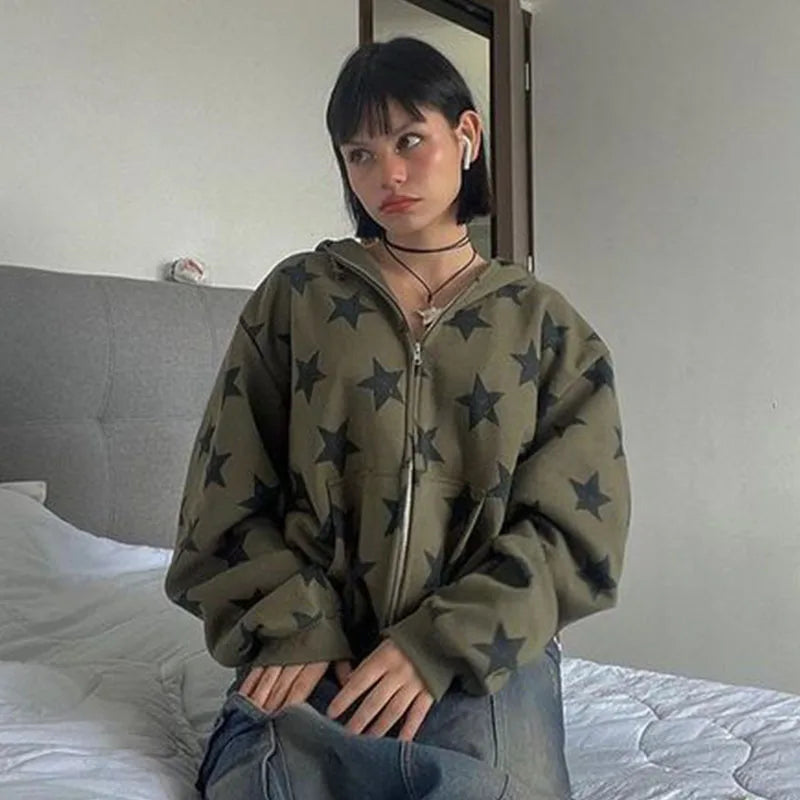 Retro Star Zip Up Hoodie
