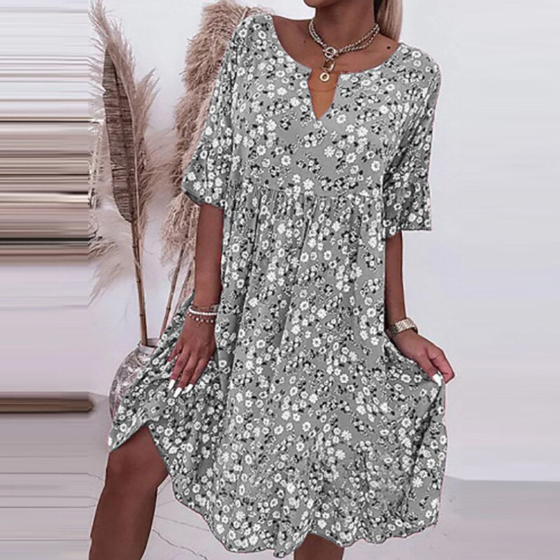 Hipolita Floral O-neck Dress for Women Date Night Outfit