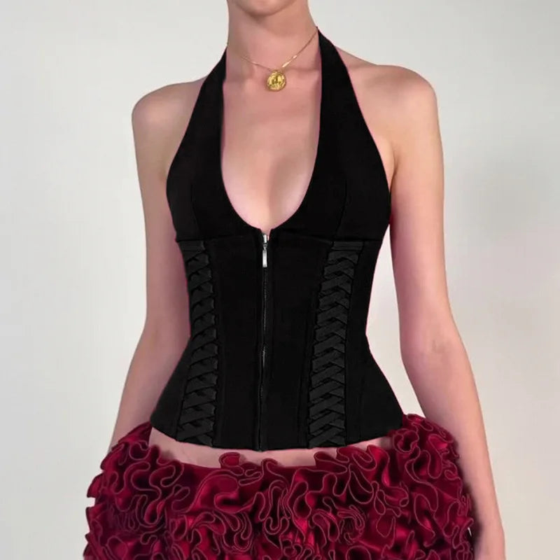 Red Gyaru Corset Crop Top