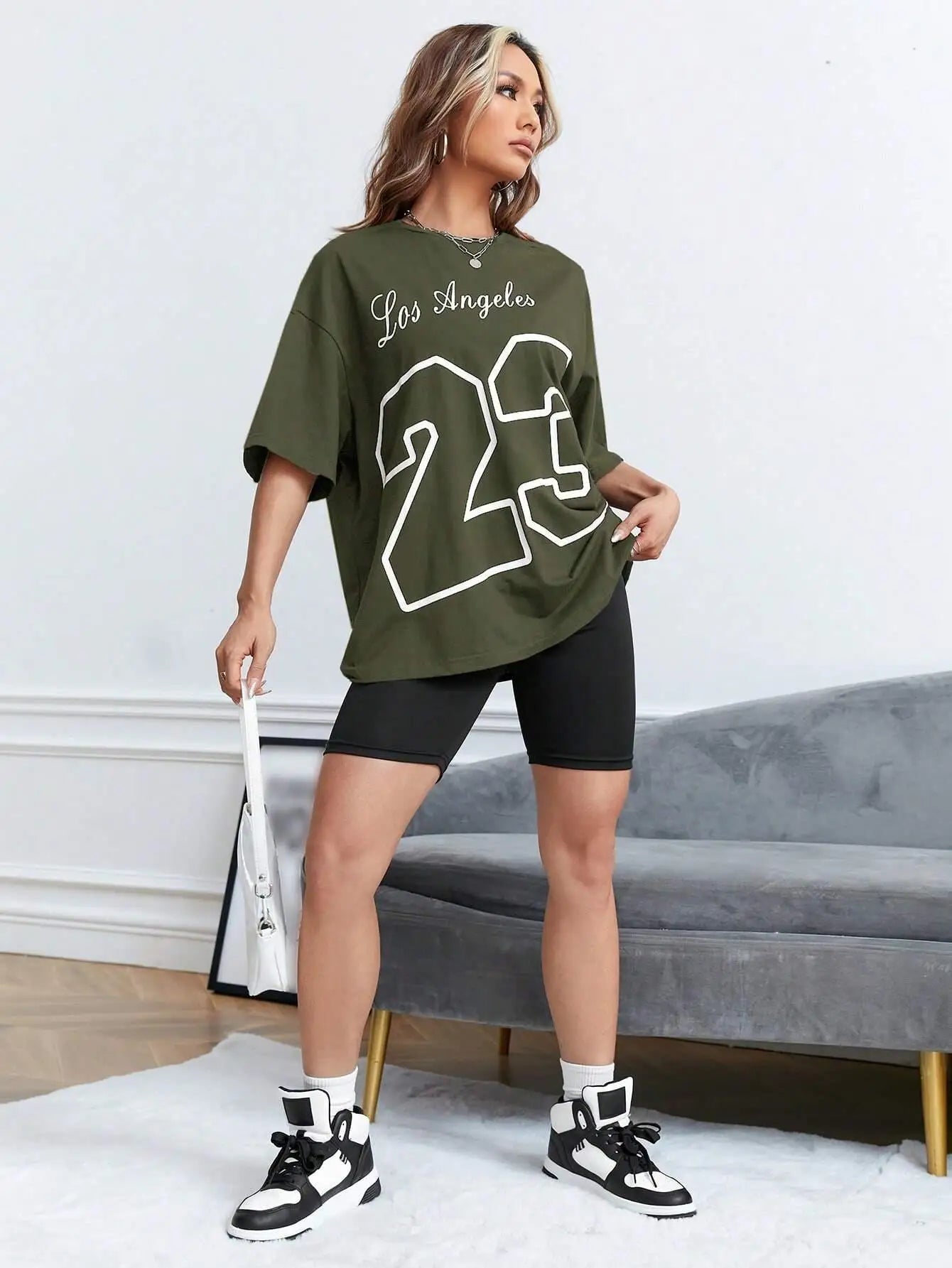Los Angeles 23 Letter Print Tshirt
