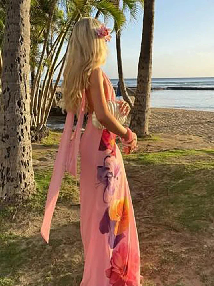 Tassel Laceup Patchwork Floral Dress