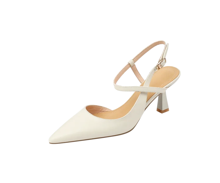 Pointed Toe Slingback Ankle Strap Heels 4