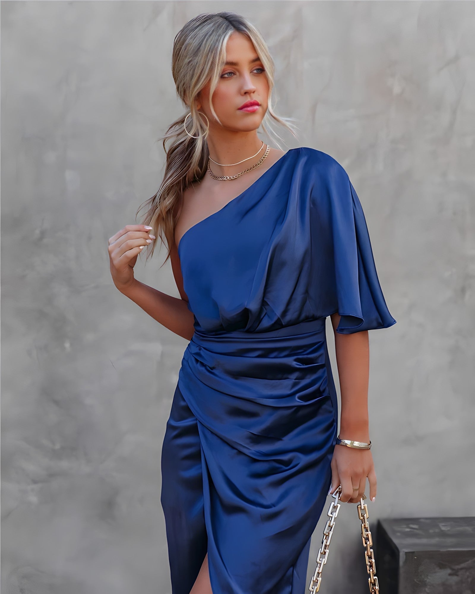 Alta Elevated Cocktail Dress with One Shoulder Premium Wardrobe Essential